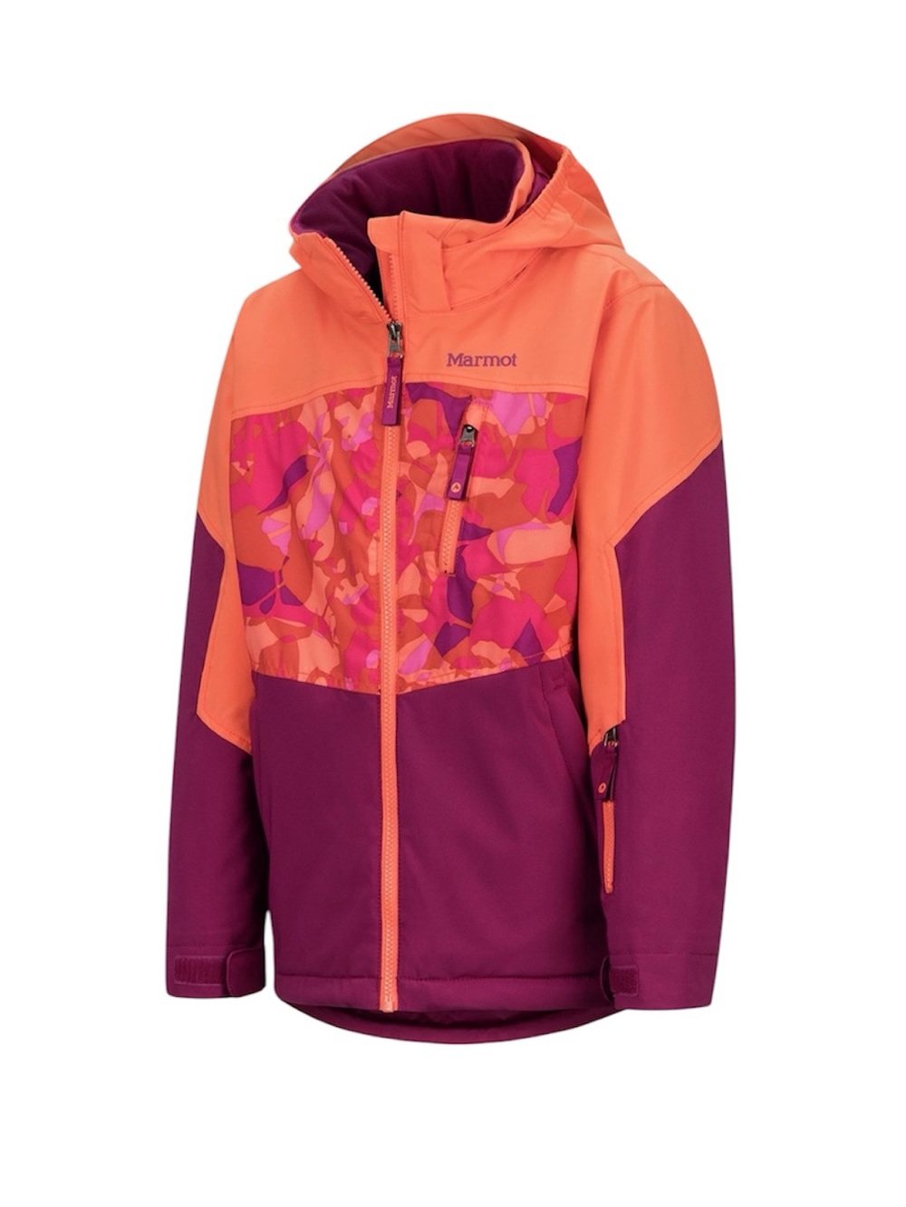 Marmot Girls’ Pink & Orange Elise Hooded Ski Jacket Size Medium
